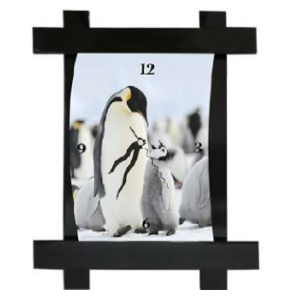 שעון סולמית מהודר גדול / קטן מבריק + פלטת אלומיניום – שחור / לבן